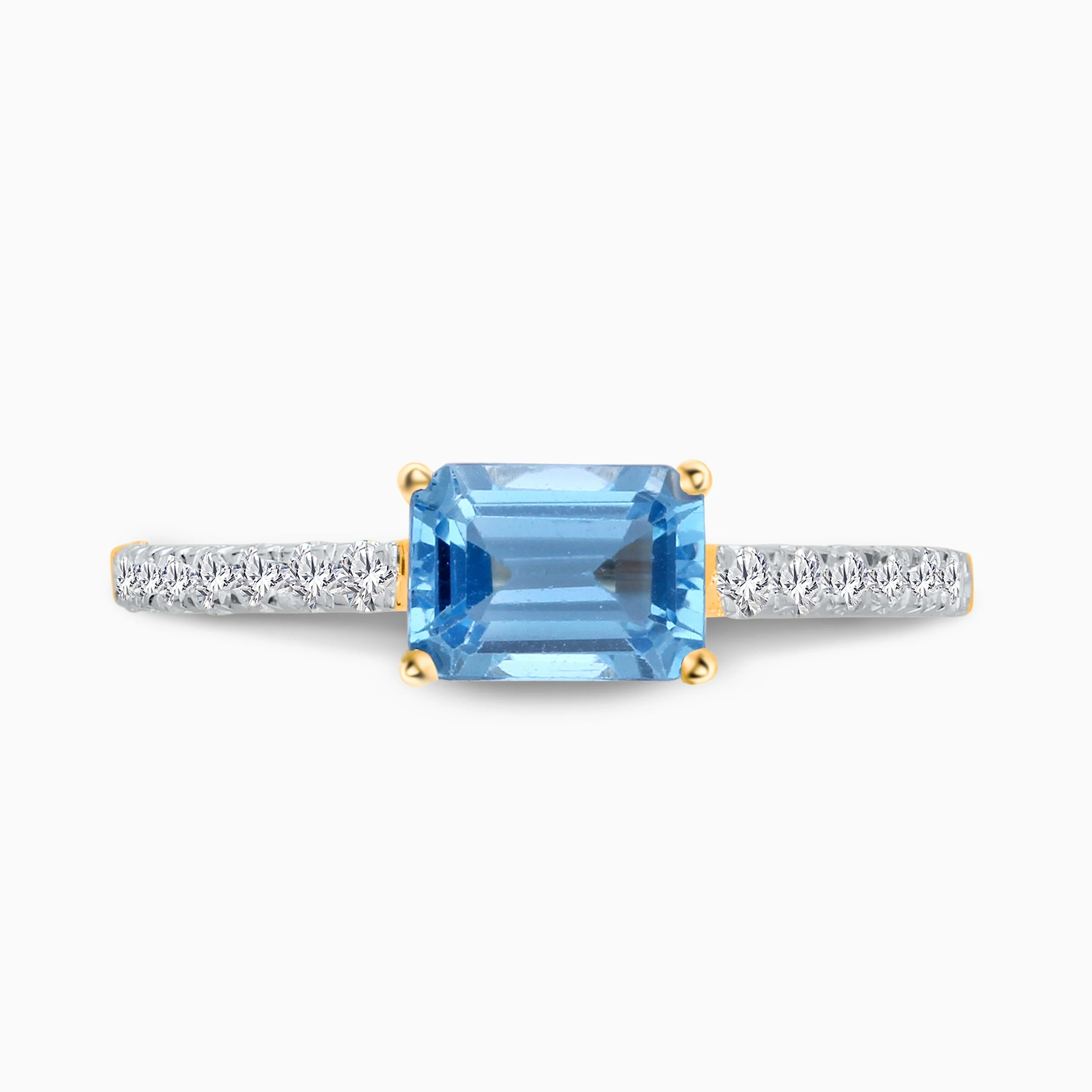 Baguette Blue Topaz and White Diamond Ring - Image 3