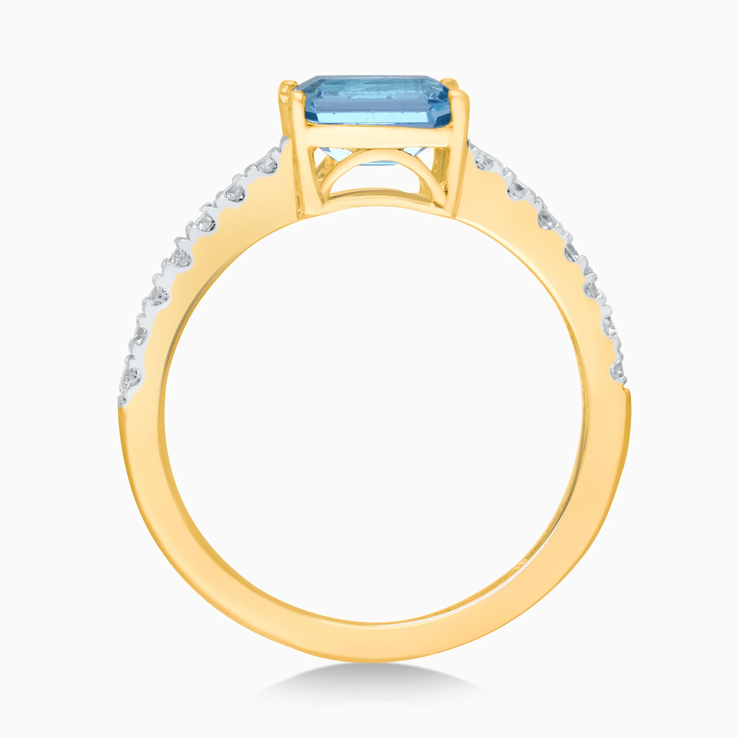 Baguette Blue Topaz and White Diamond Ring - Image 4