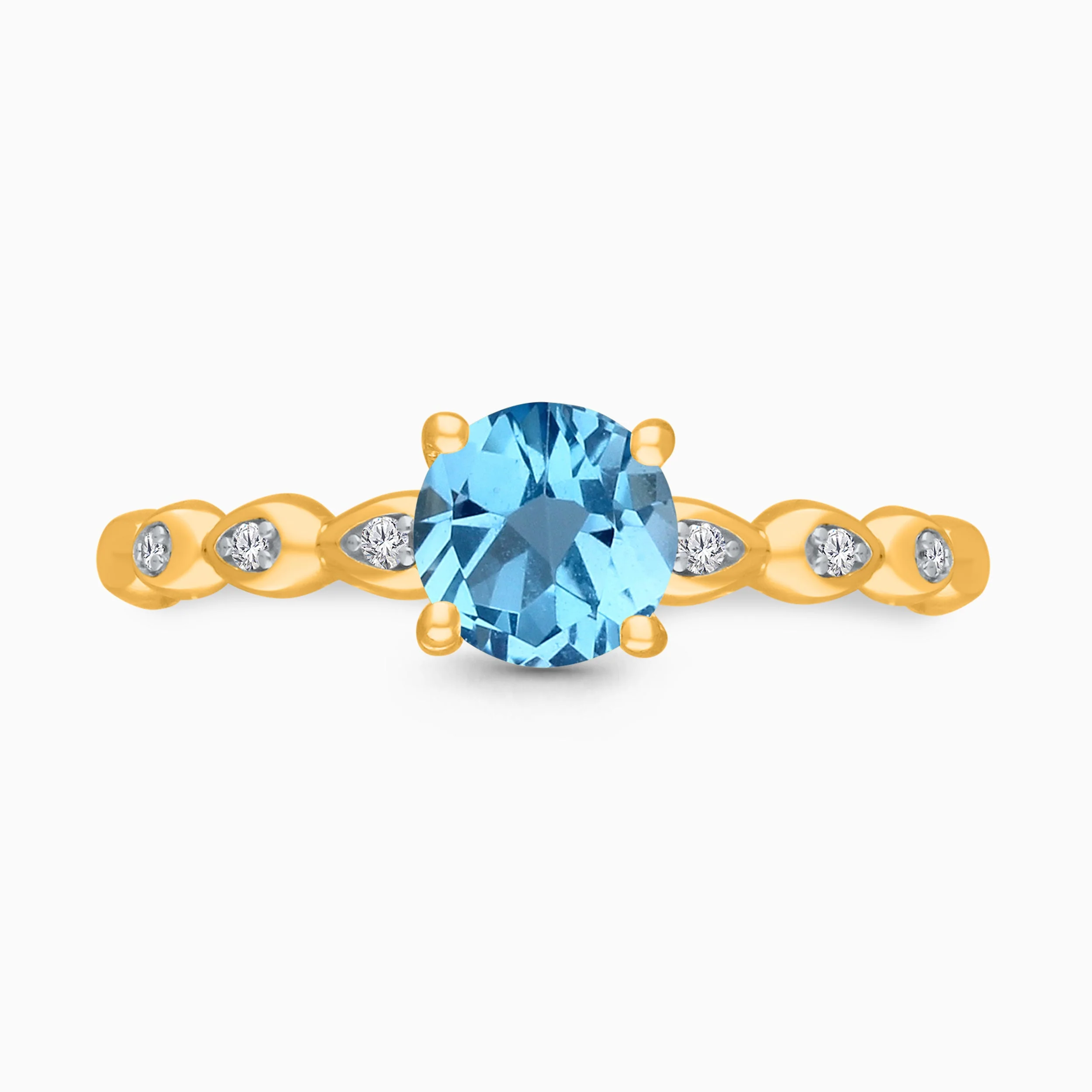 Blue Topaz and White Diamond Solitaire Ring - Image 3