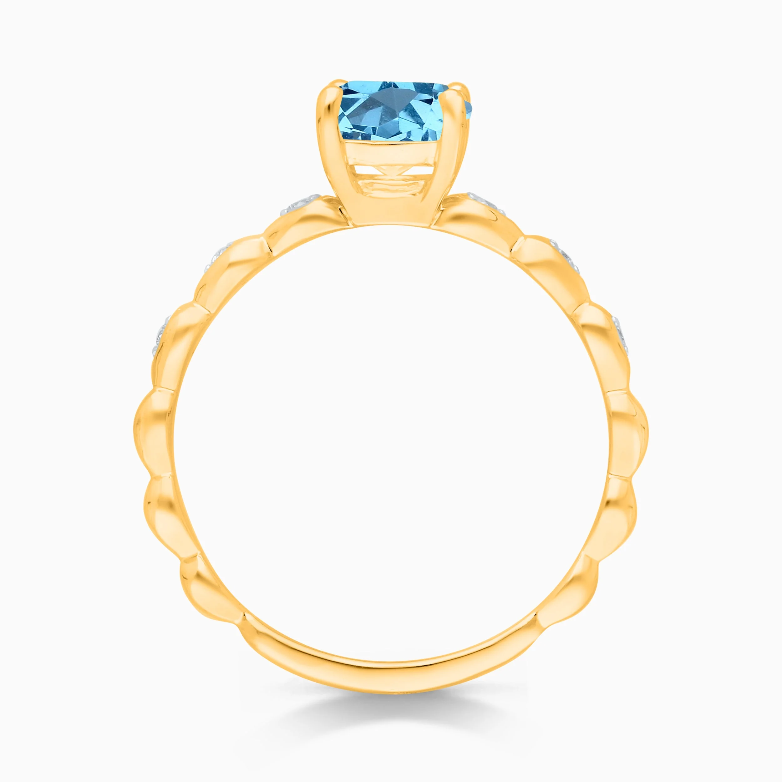 Blue Topaz and White Diamond Solitaire Ring - Image 4