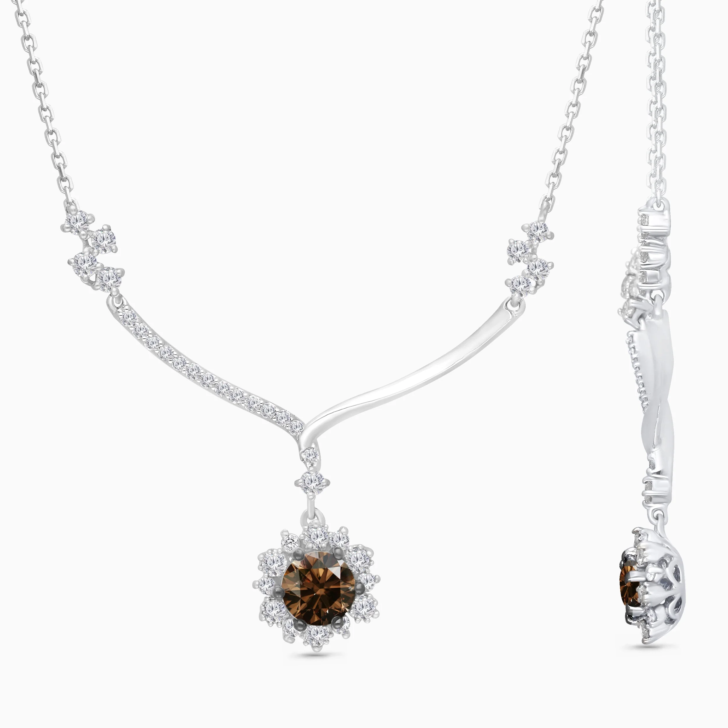 Coco and White Diamond Asymmetrical Snowflake Necklace - Image 3