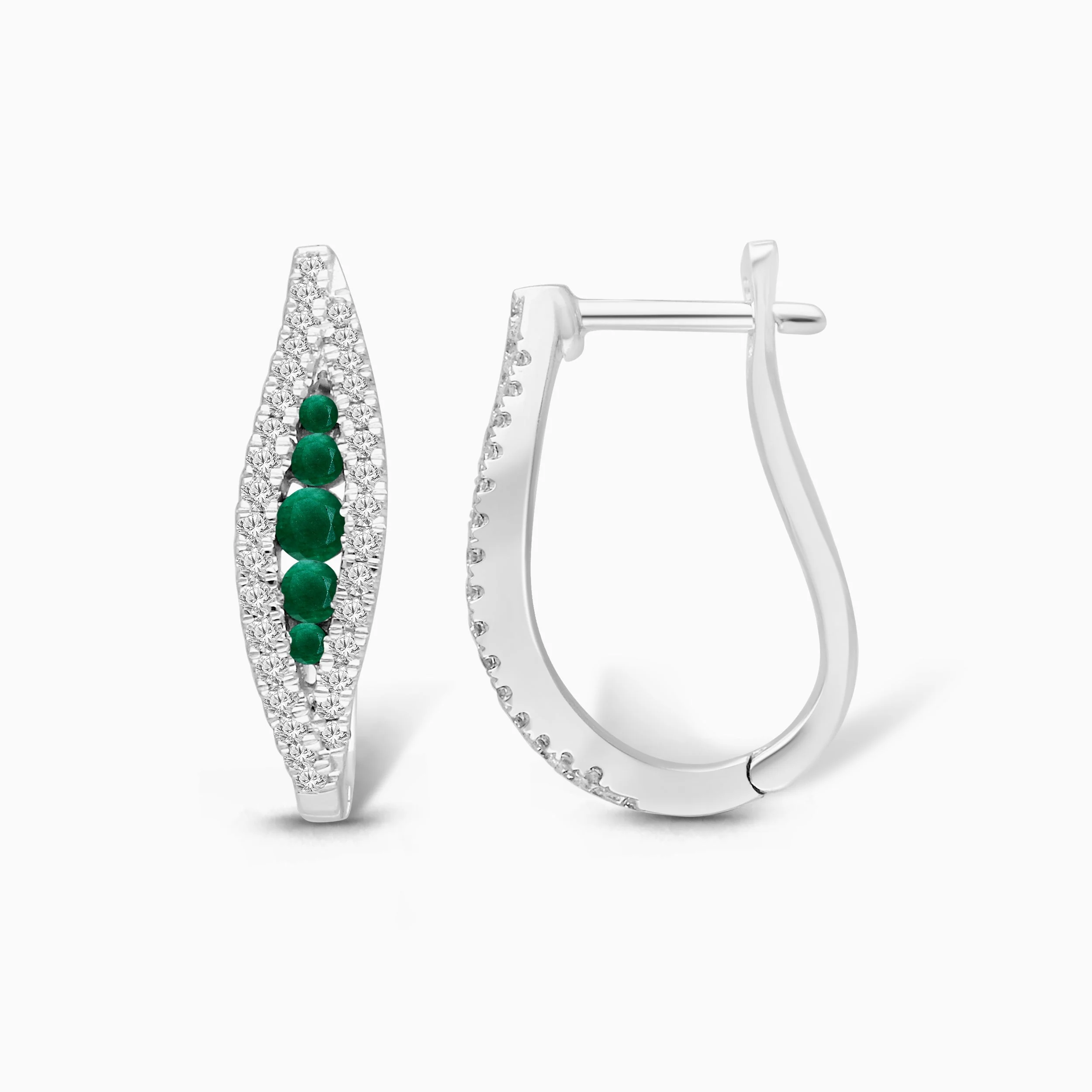 Criss Cross Diamond & Emerald Huggies - Image 3