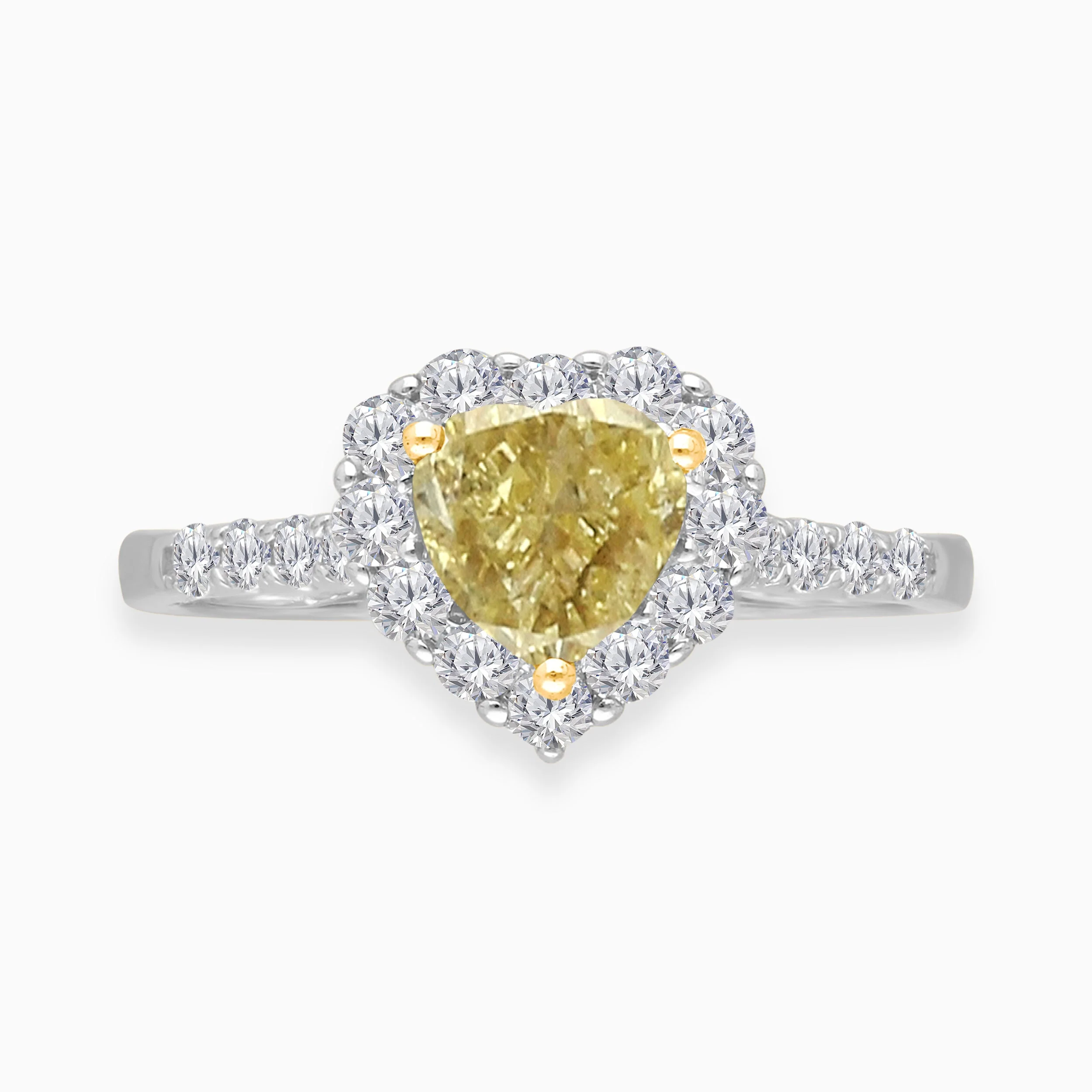GIA Heart Cut Yellow & White Diamond Ring - Image 3