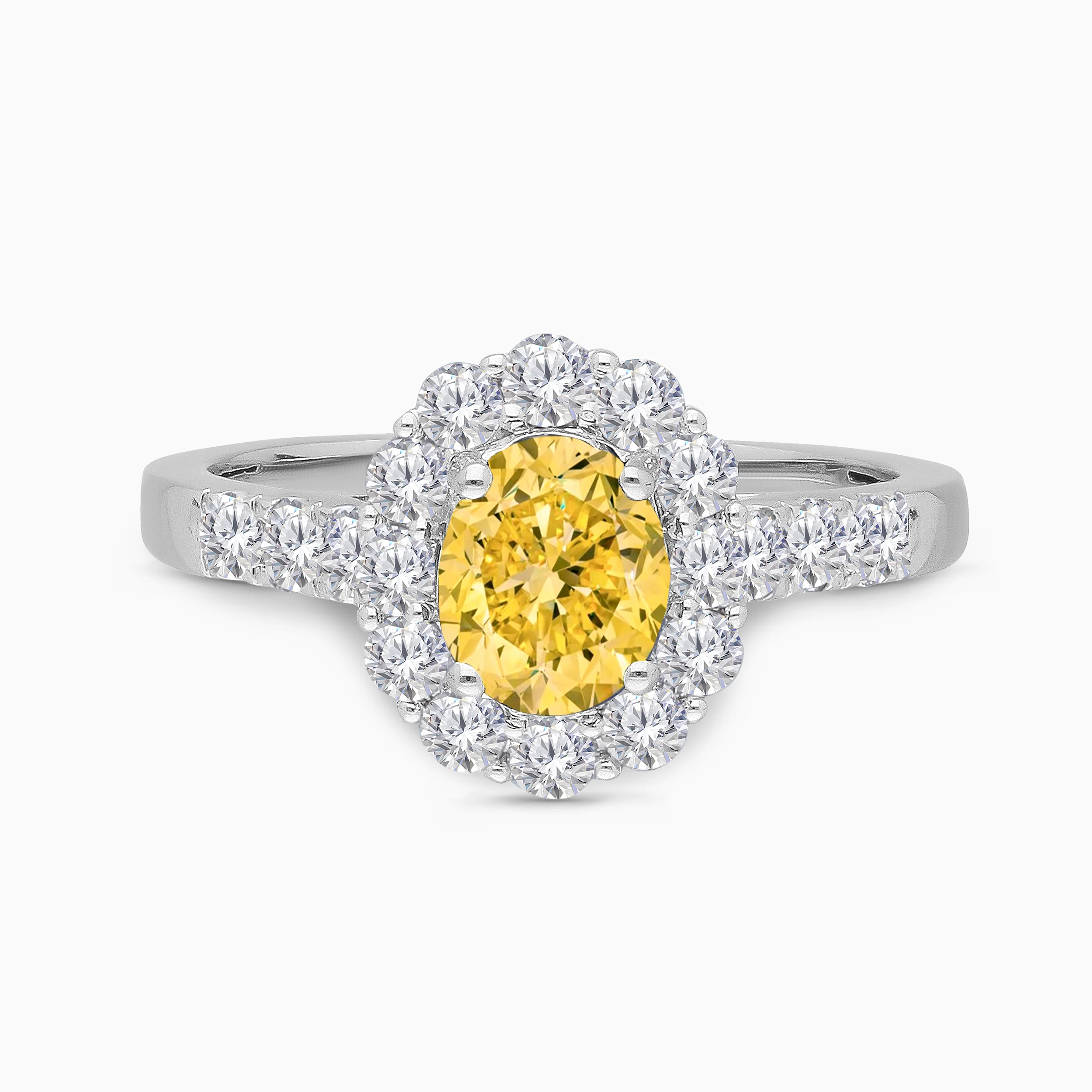 GIA Oval Yellow & White Diamond Ring - Image 3