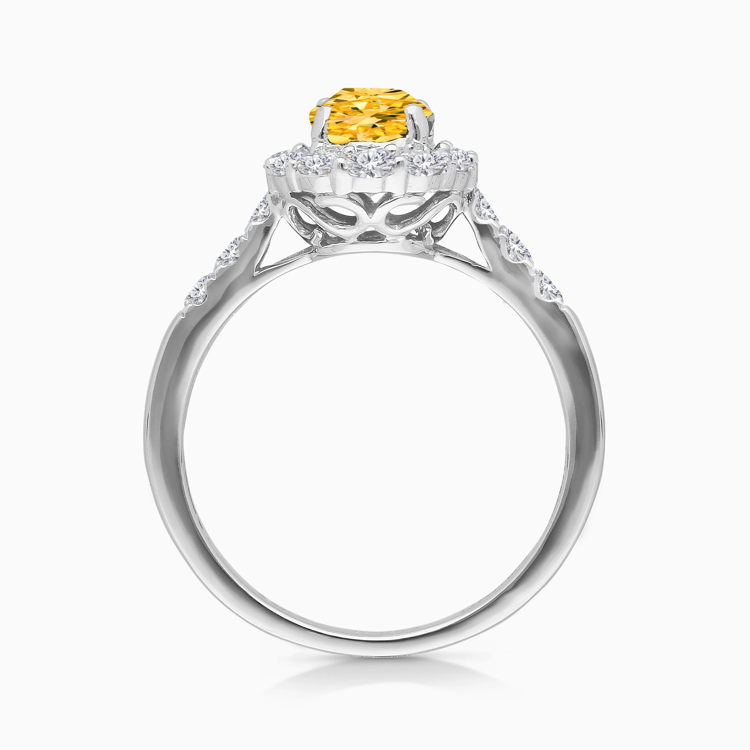 GIA Oval Yellow & White Diamond Ring - Image 4