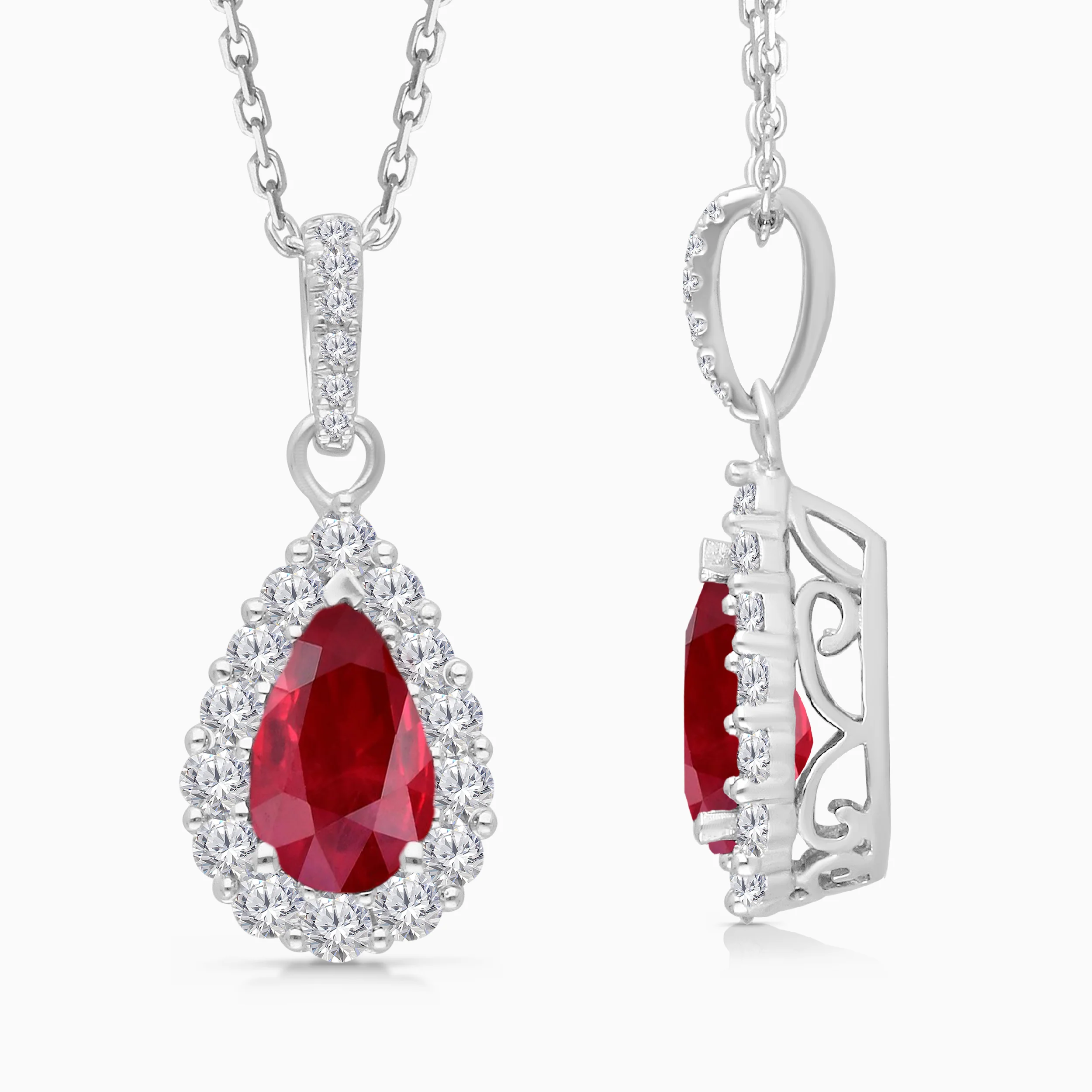 GIA Pear Ruby & White Diamond Pendant - Image 3