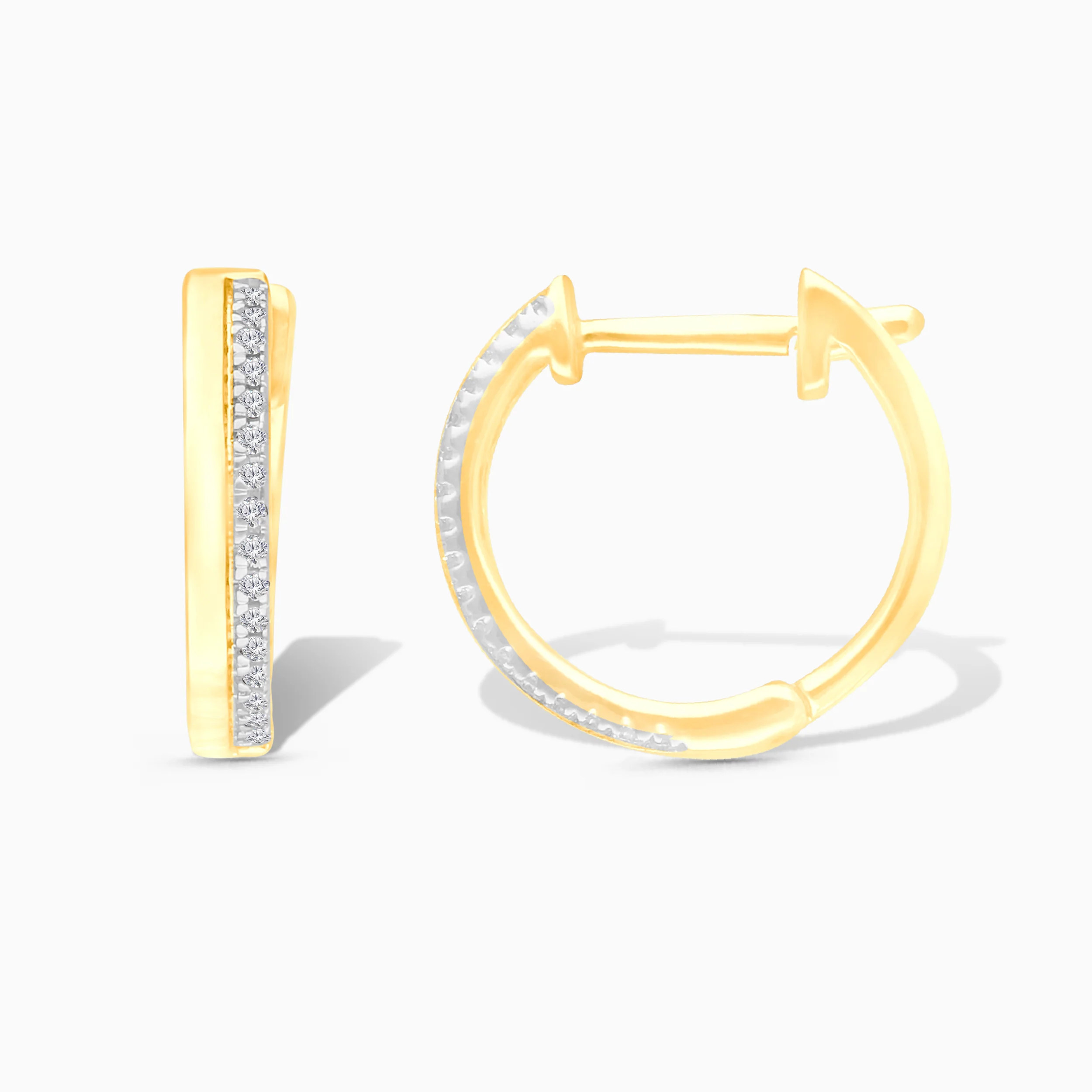 Gold & Diamond Pave Huggies - Image 3