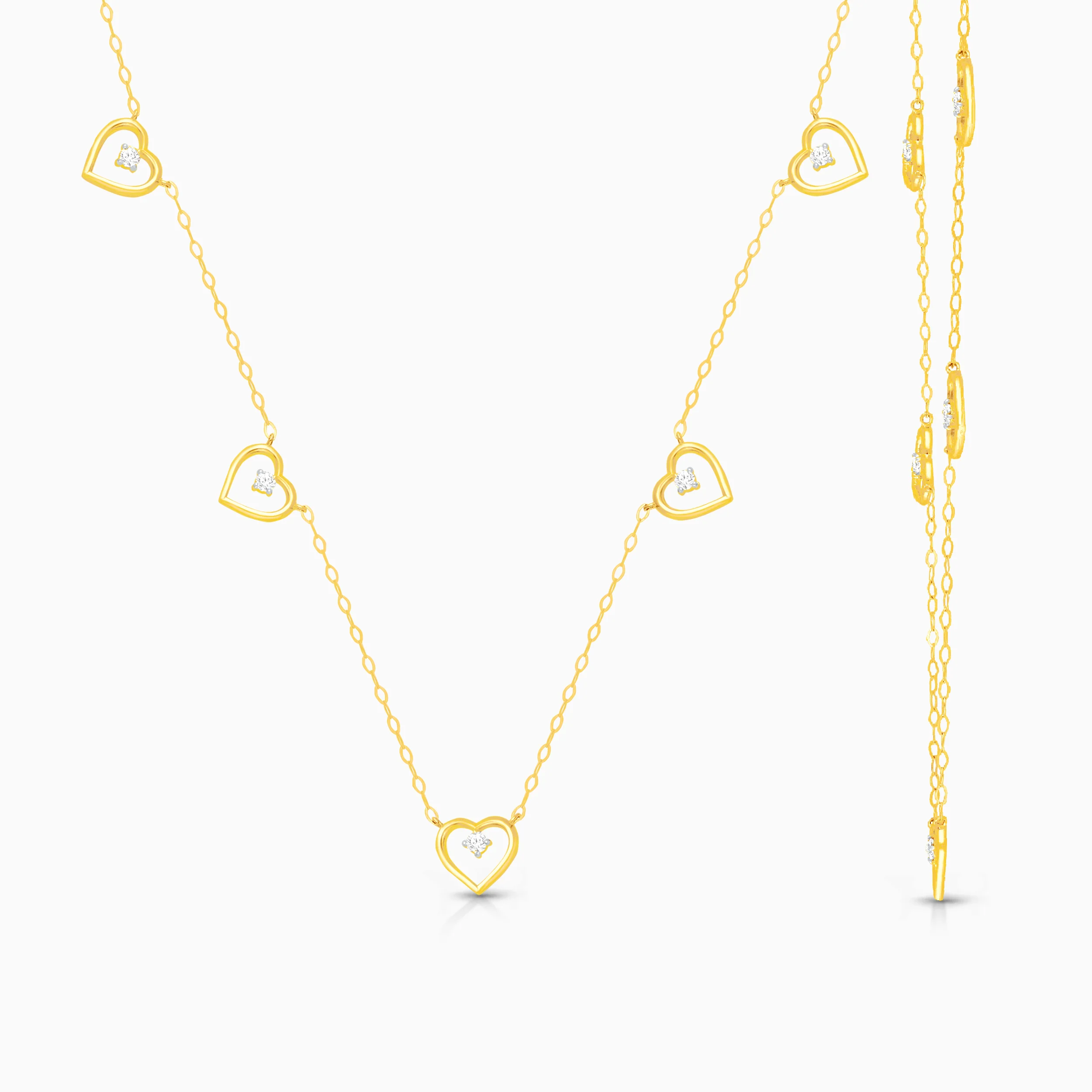 Heart Diamond Station Necklace - Image 3