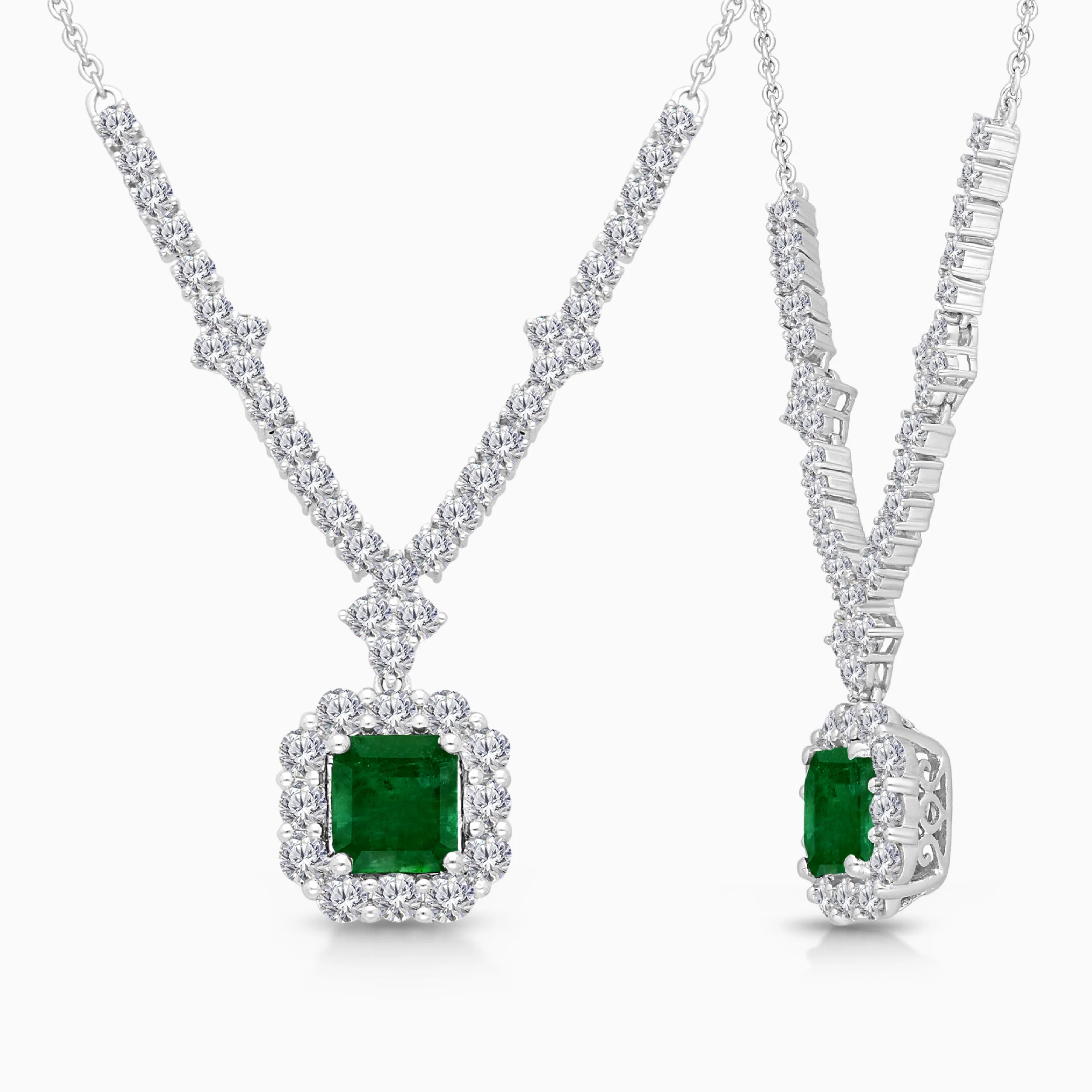 Heirloom Diamond & Emerald Necklace - Image 3