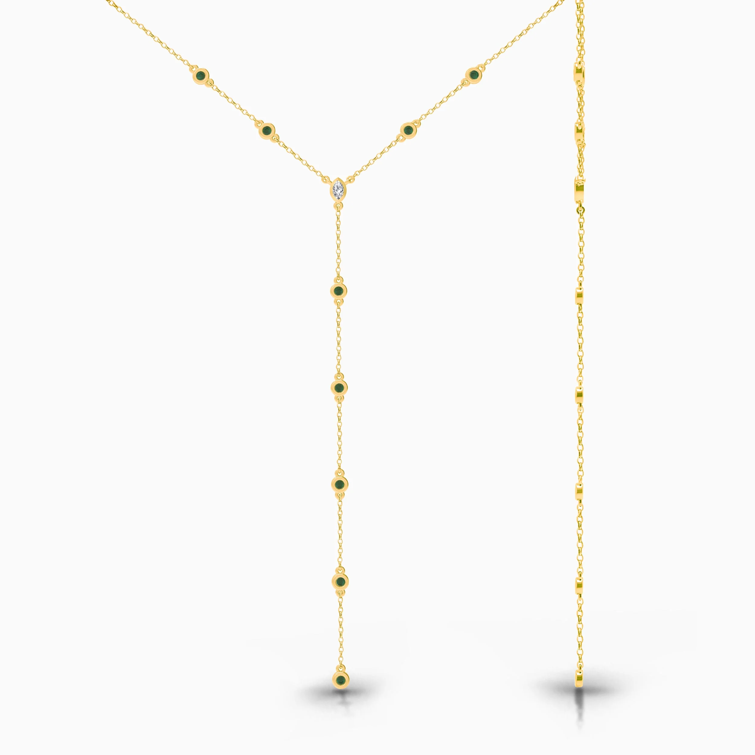 Marquise Diamond and Emerald Lariat - Image 3