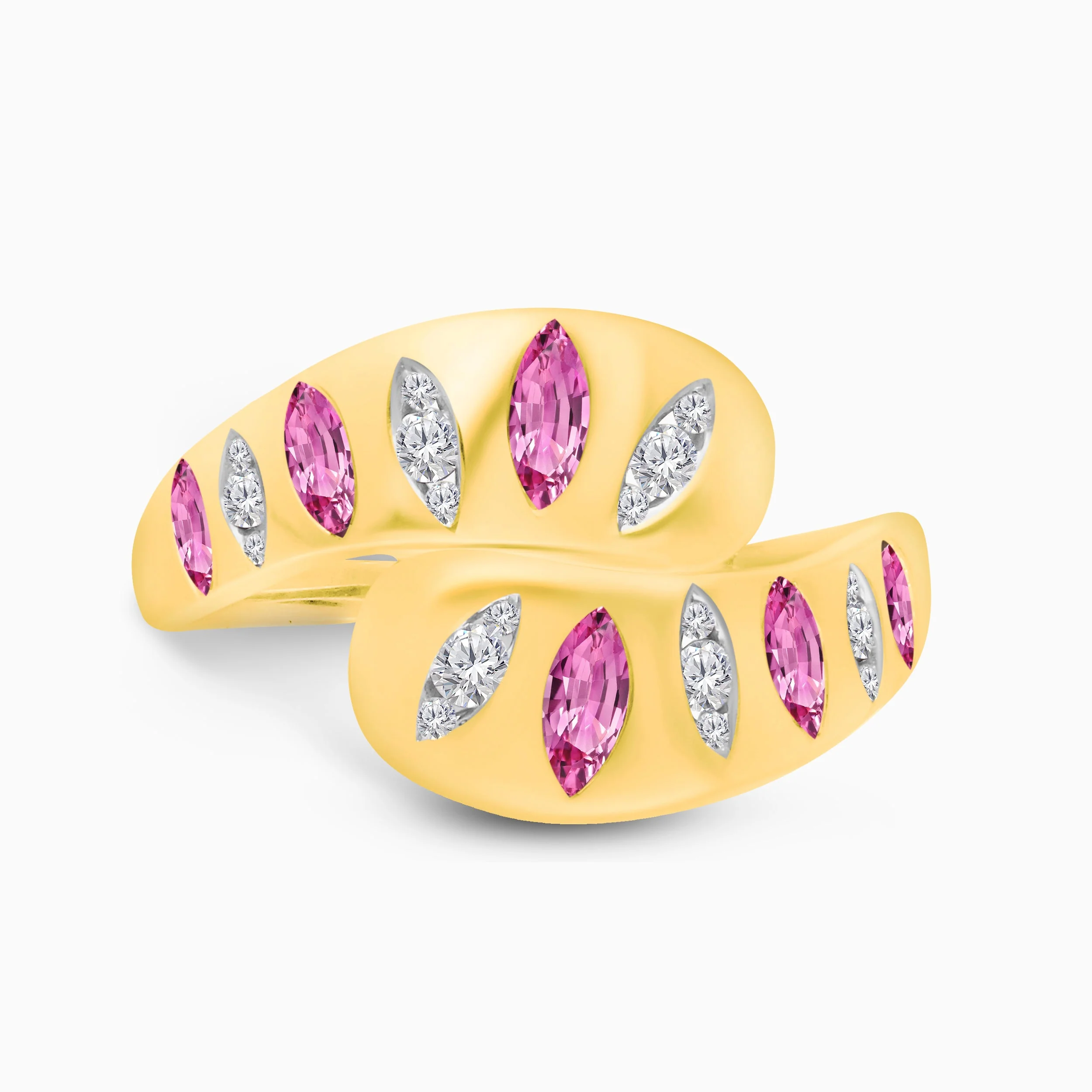 Marquise Pink Sapphire & Diamond Wrap around Ring - Image 3