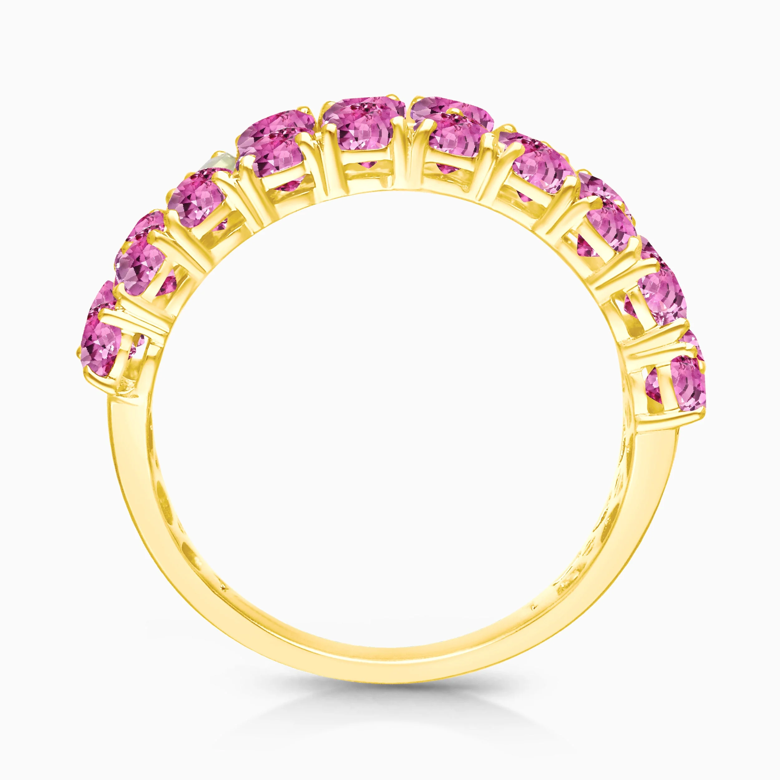 Inverse Teardrop Pink Sapphire and Diamond Band - Image 4