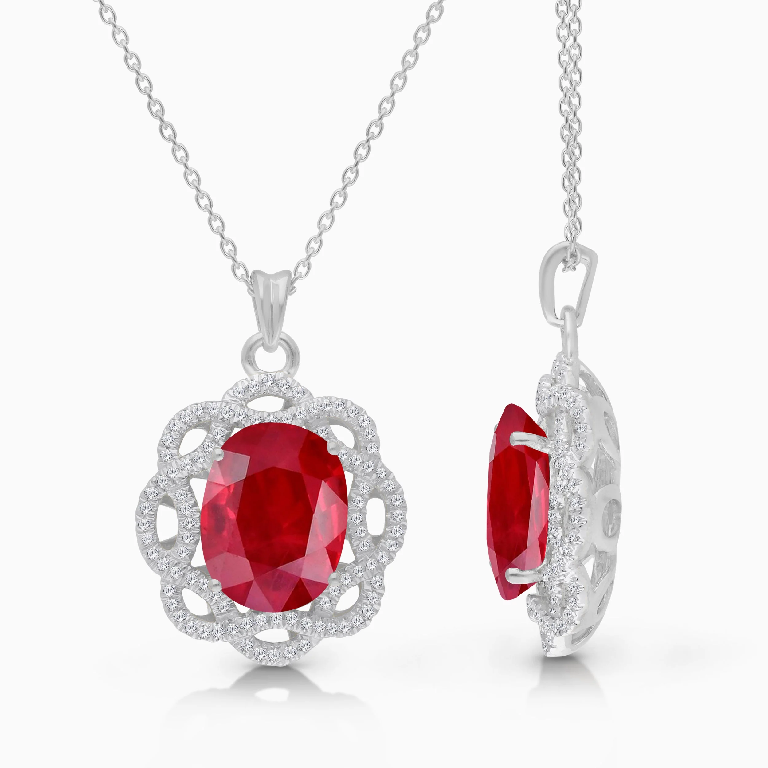 3.5CT Ruby & White Diamond Pendant - Image 3