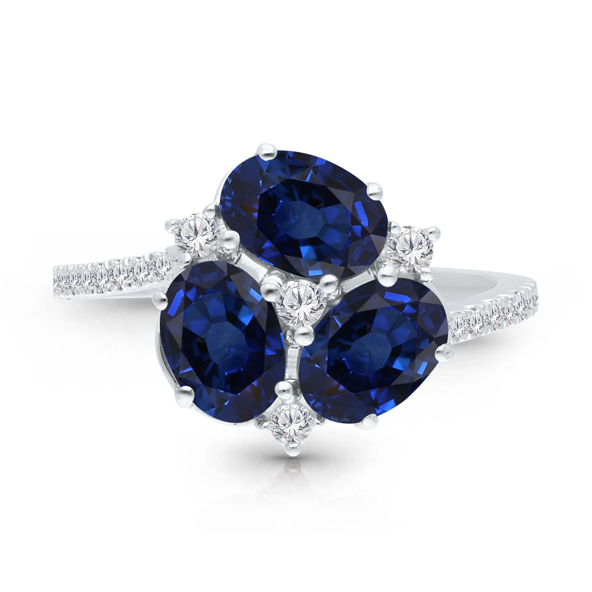 Oval Cluster Sapphire and Diamond Ring - Image 3