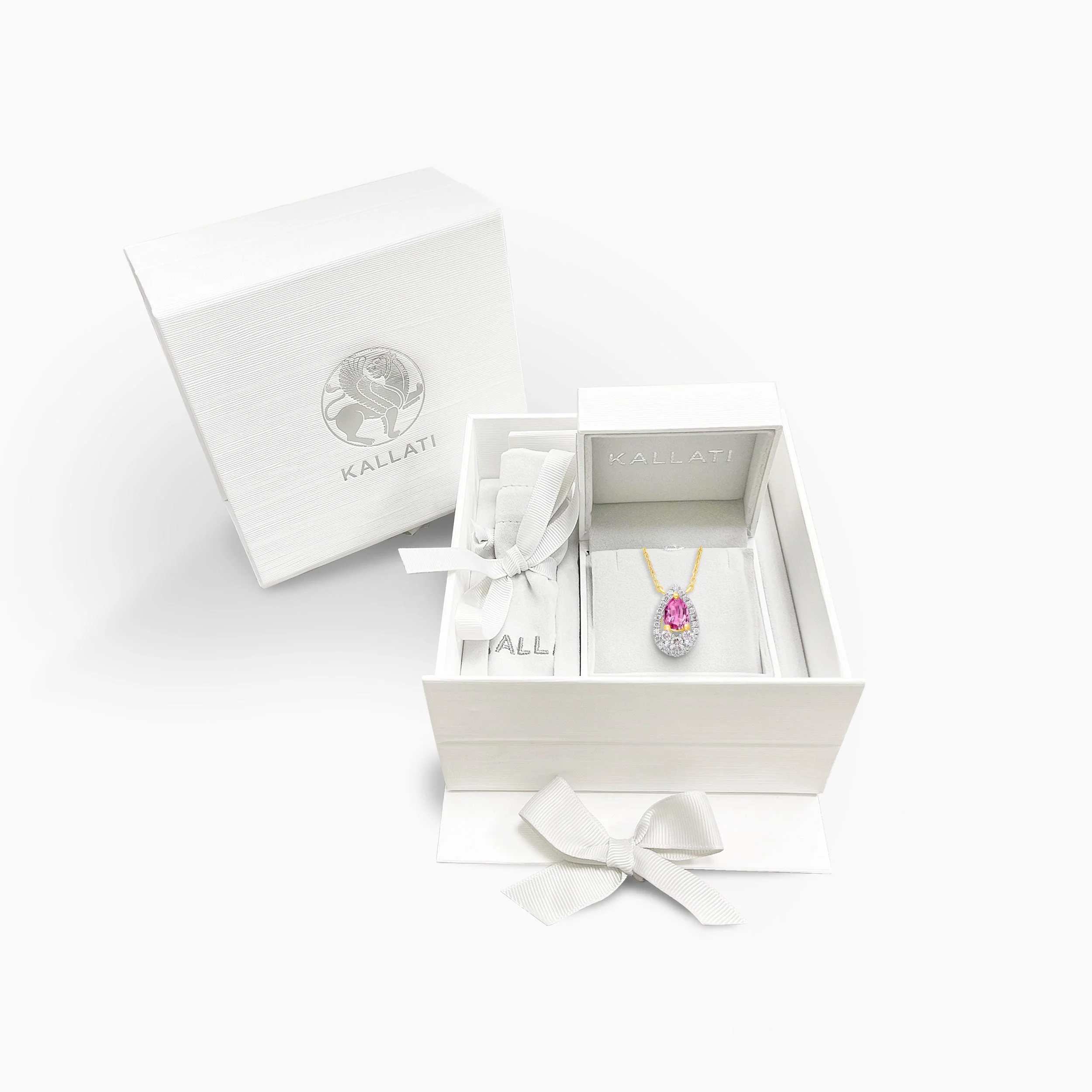 Pear Shaped Pink Sapphire and Diamond Pendant - Image 5