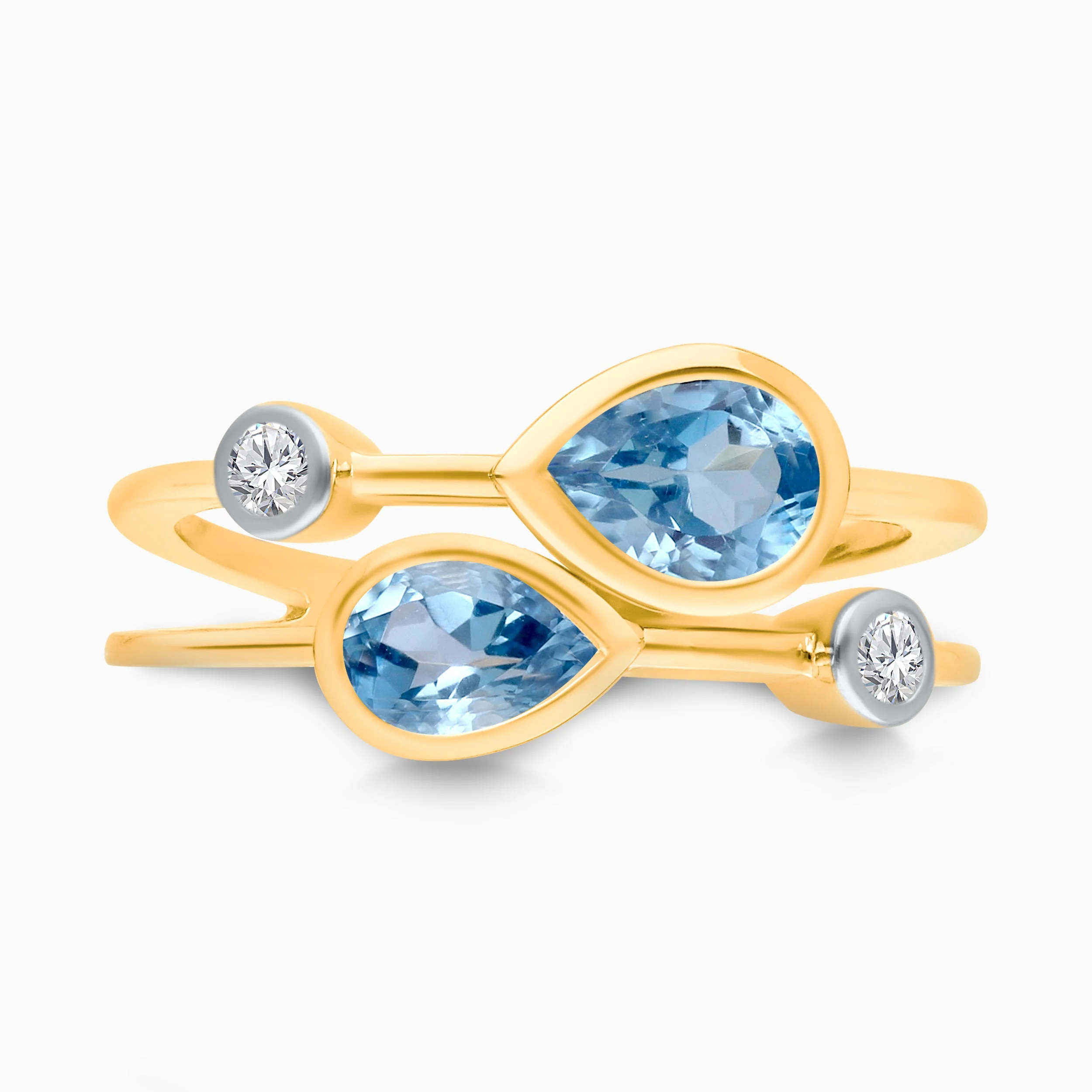 Perfect Pear Blue Topaz & White Diamond Ring - Image 3