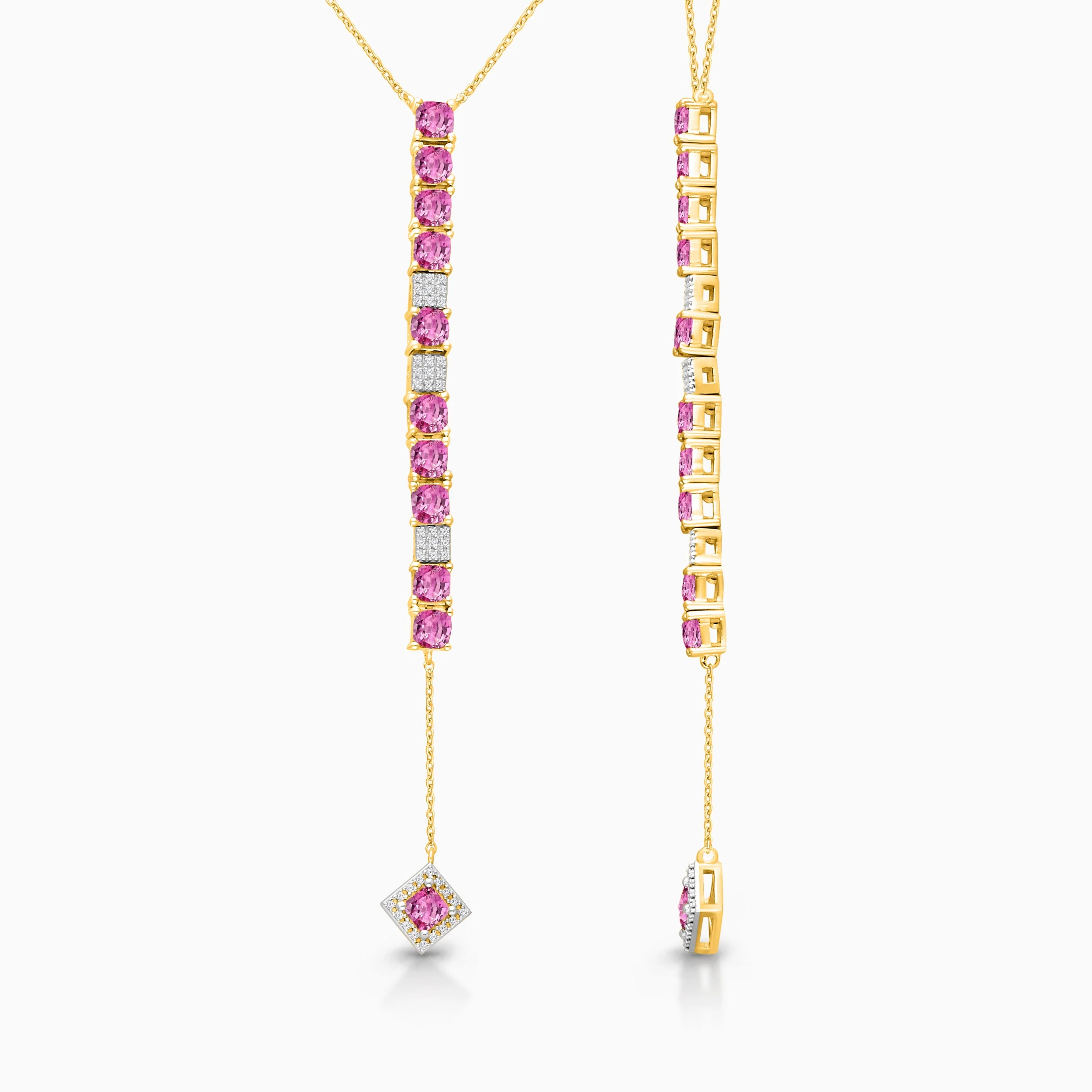 Pink Sapphire and Diamond Lariat - Image 3