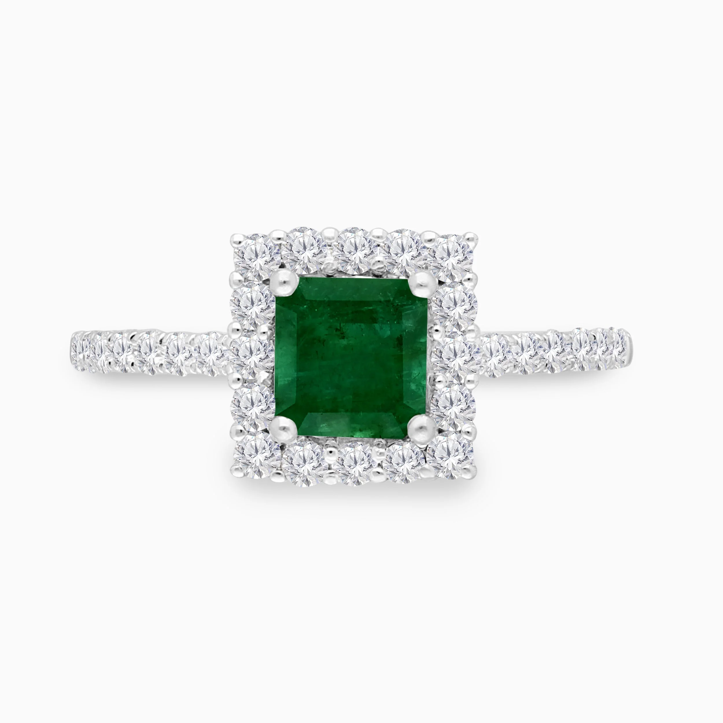 Princess Cut Colombian Emerald & Diamond Ring - Image 3