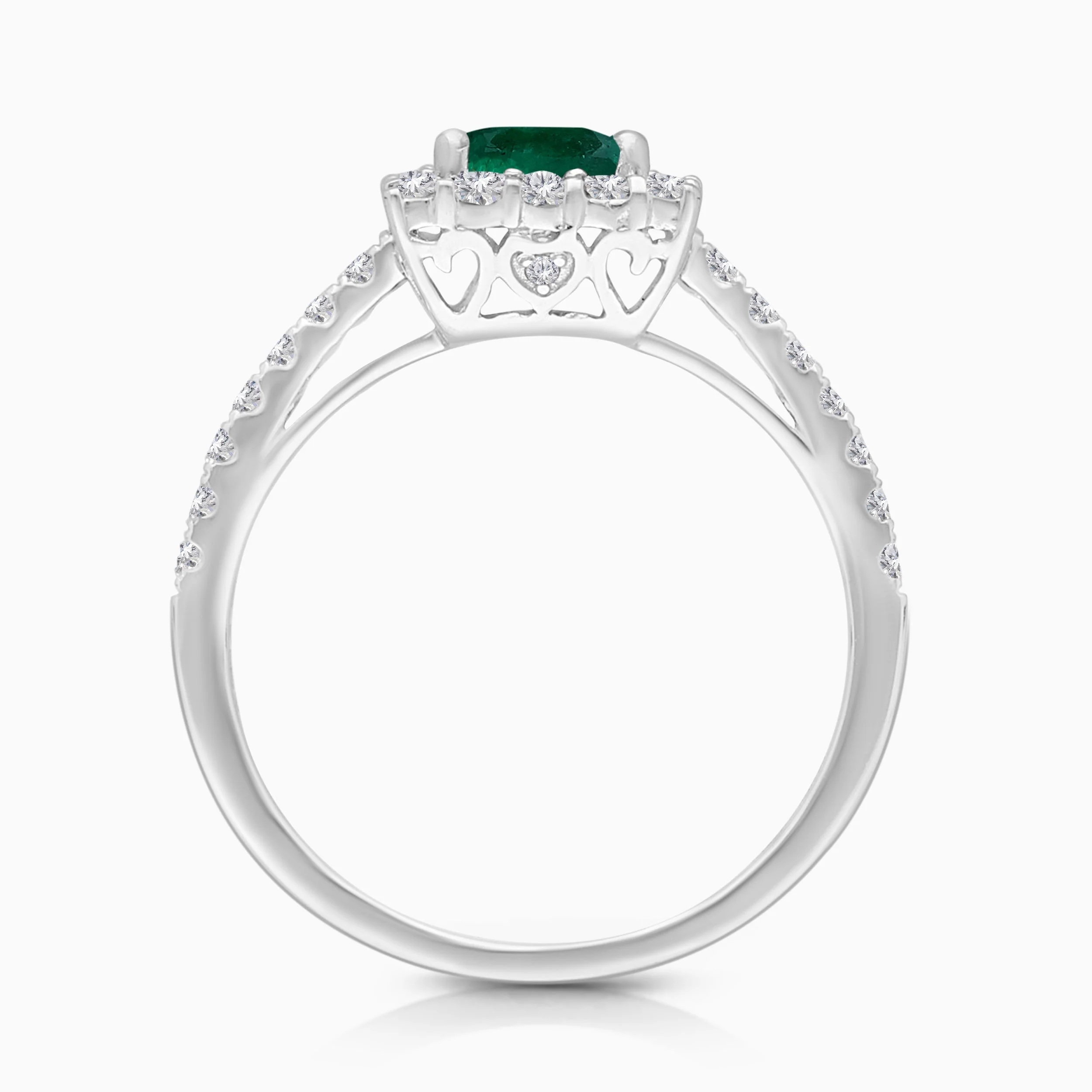 Princess Cut Colombian Emerald & Diamond Ring - Image 4
