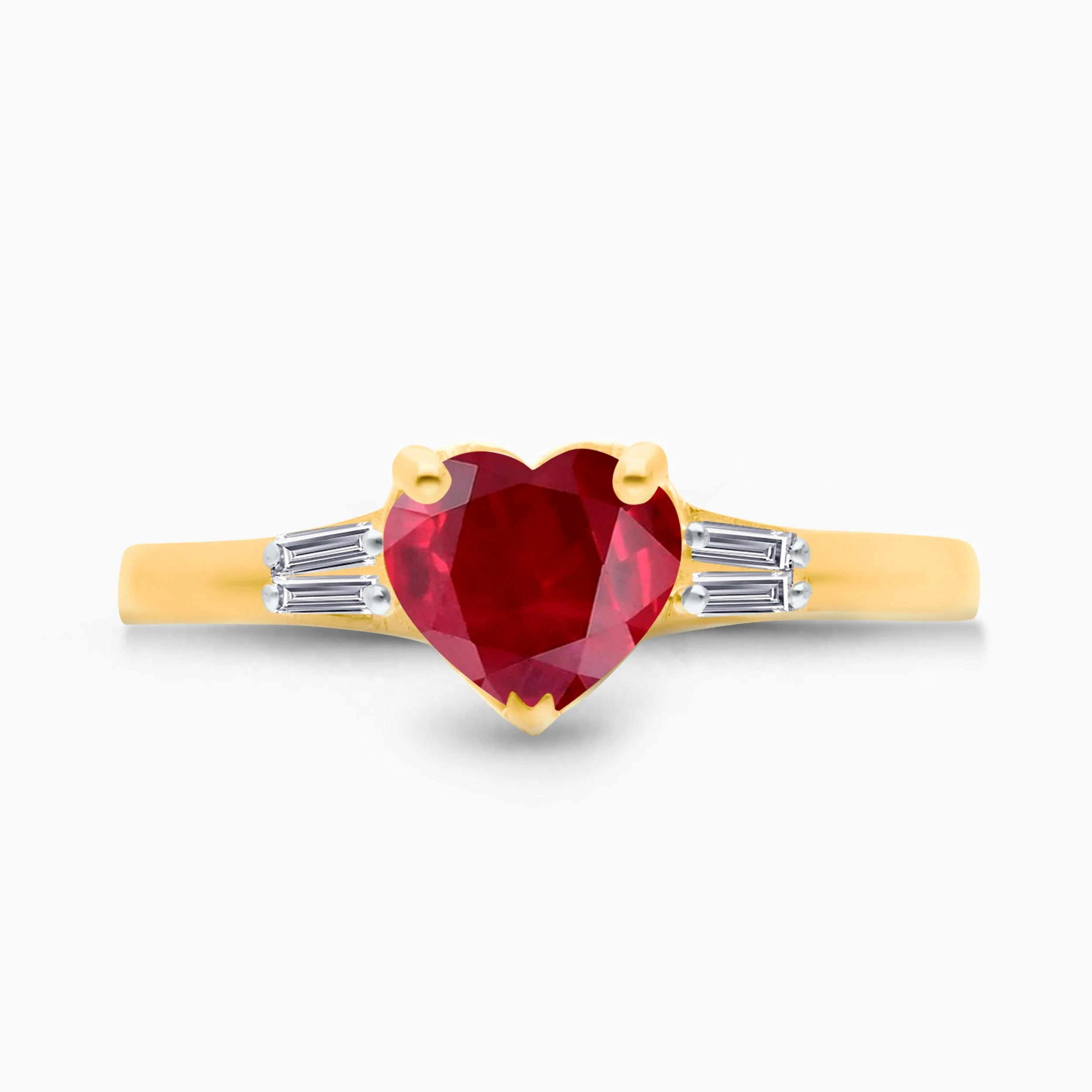 Ruby Heart and Baguette Diamond Ring - Image 3