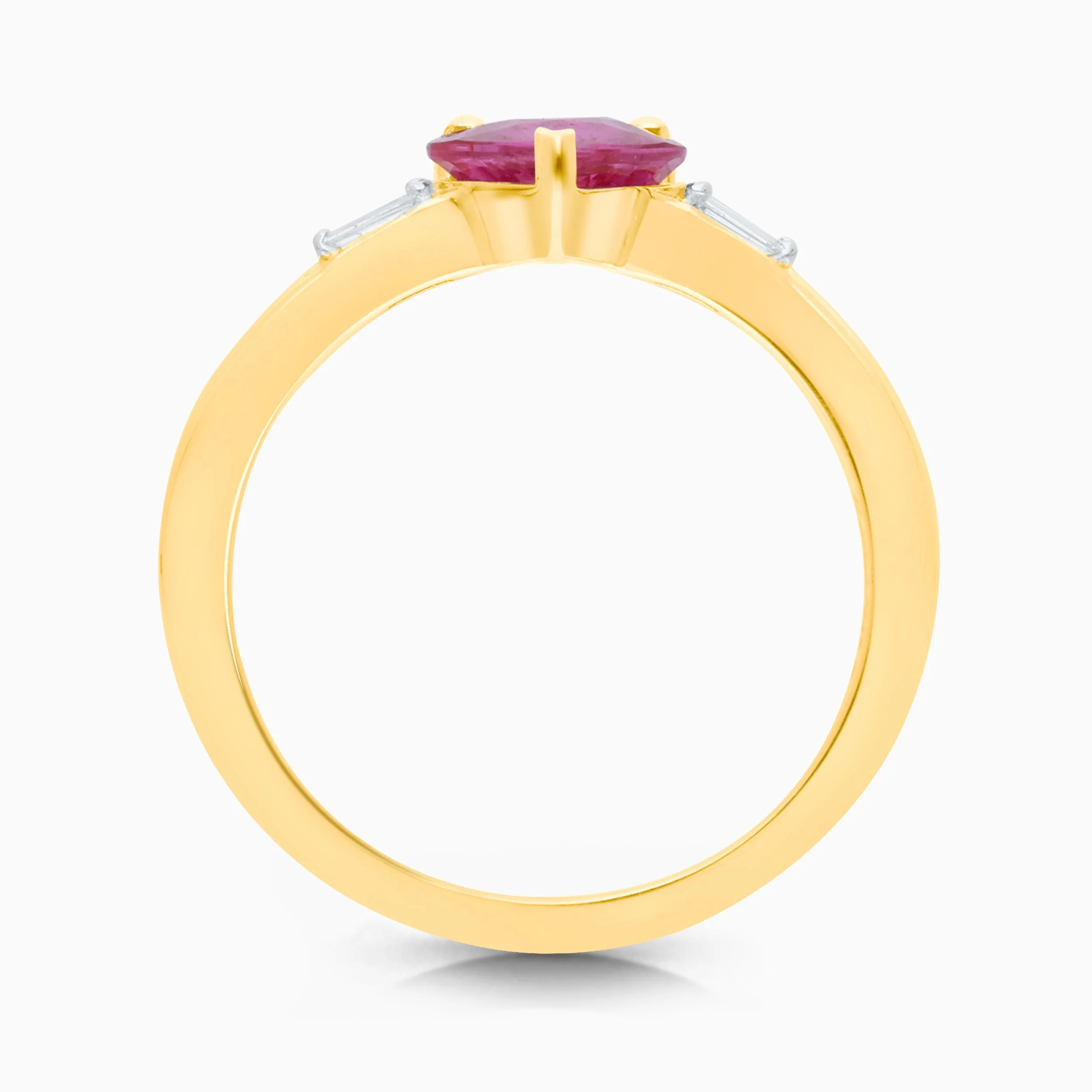 Ruby Heart and Baguette Diamond Ring - Image 4