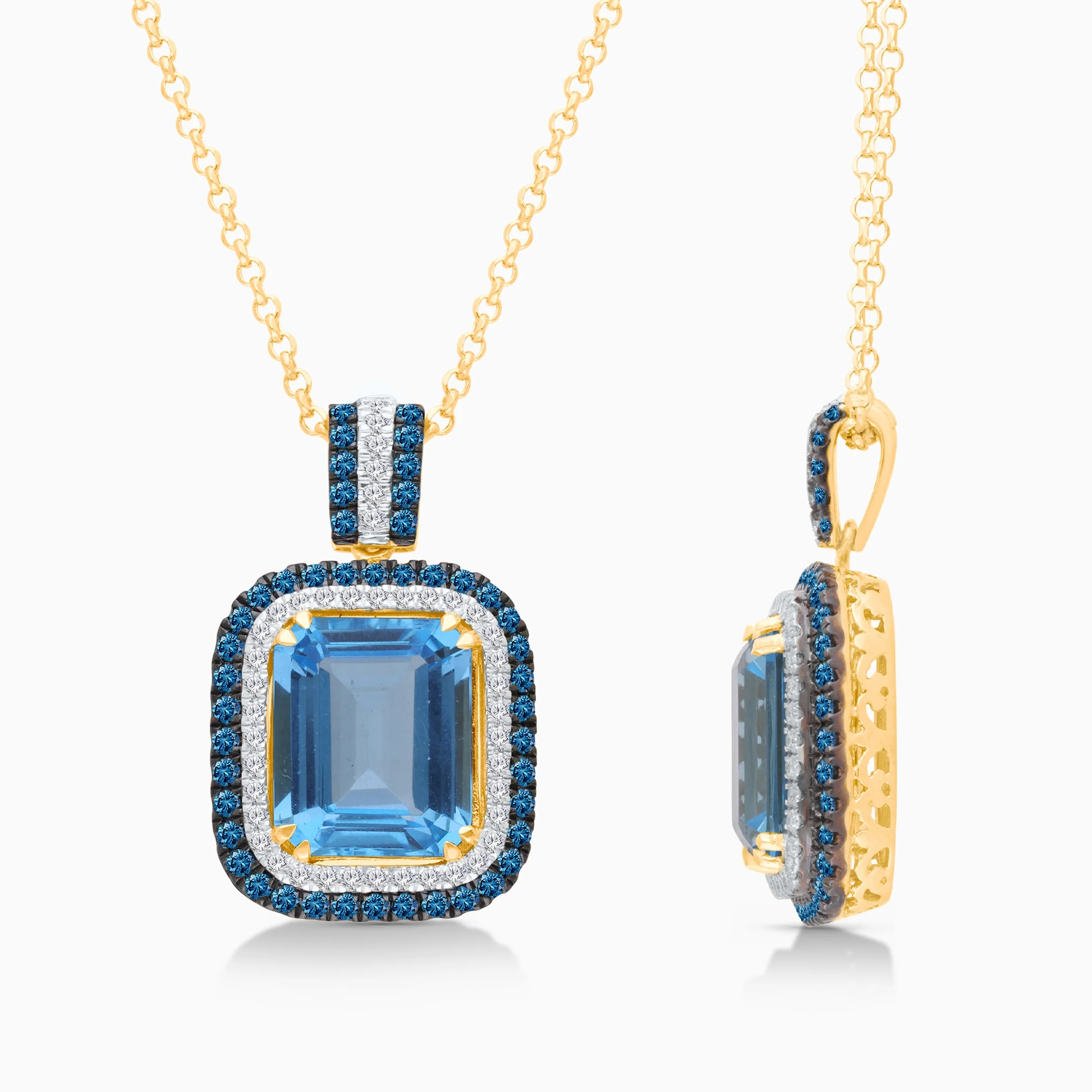 Sapphire and Blue Topaz Diamond Pendant - Image 3