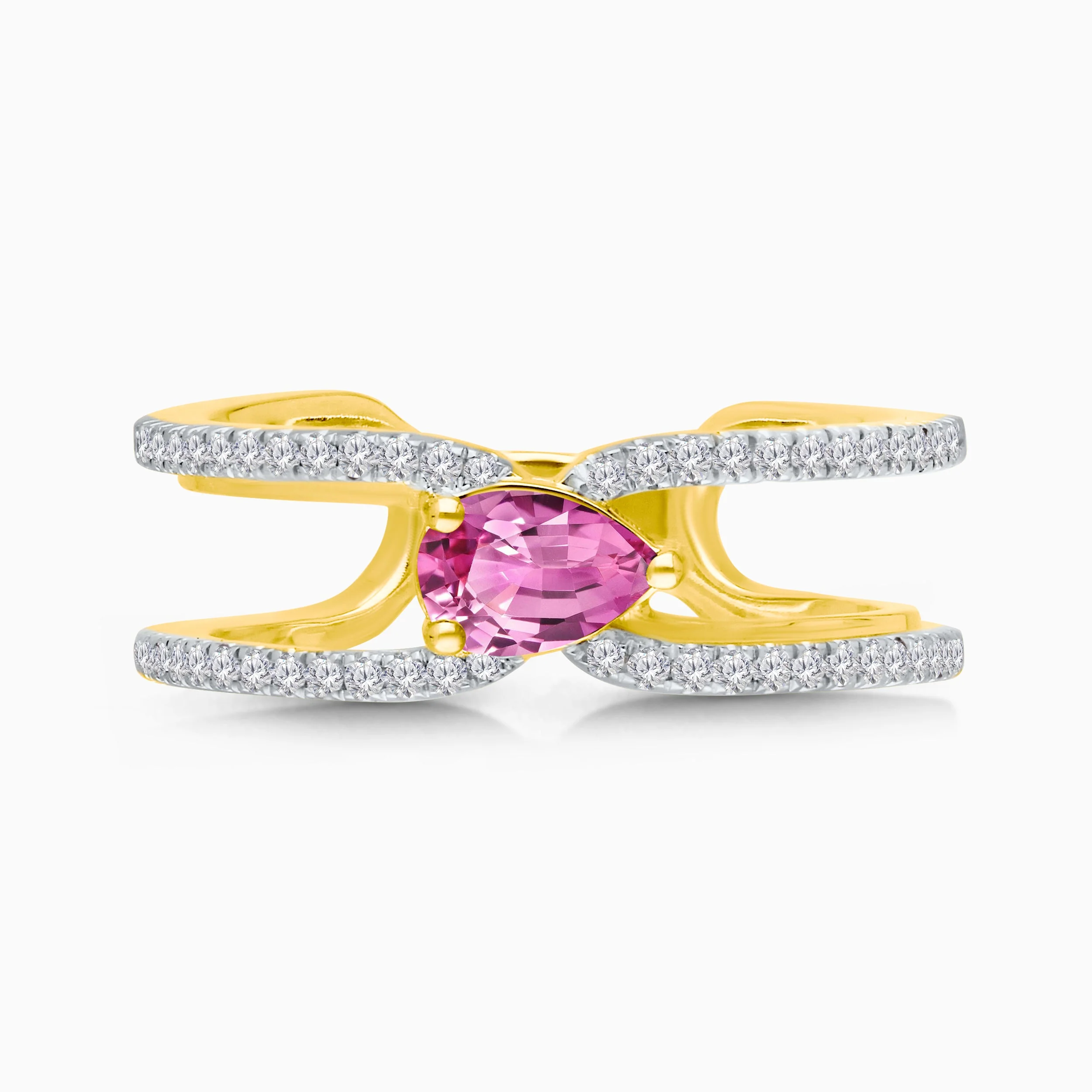 Split Shank Pear Pink Sapphire Band - Image 3
