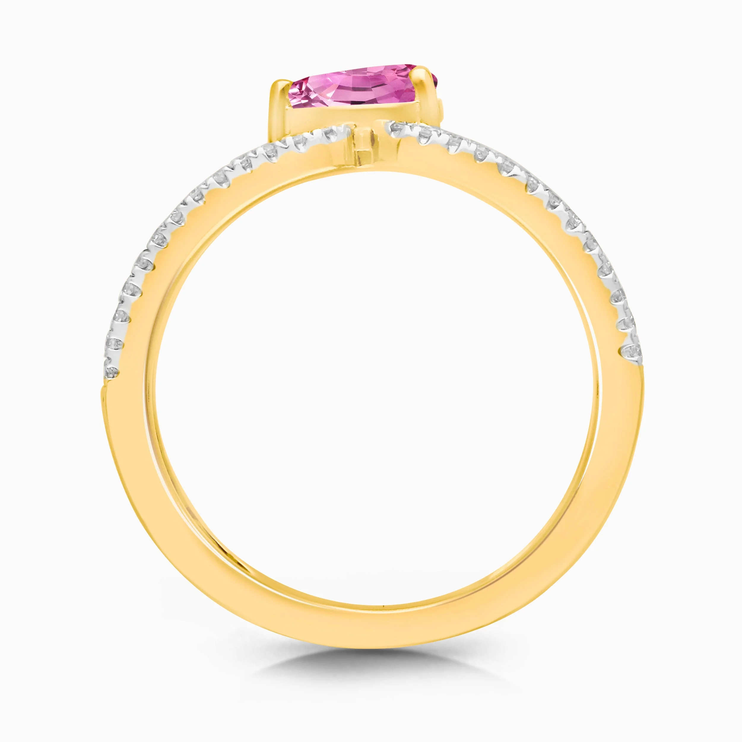 Split Shank Pear Pink Sapphire Band - Image 4