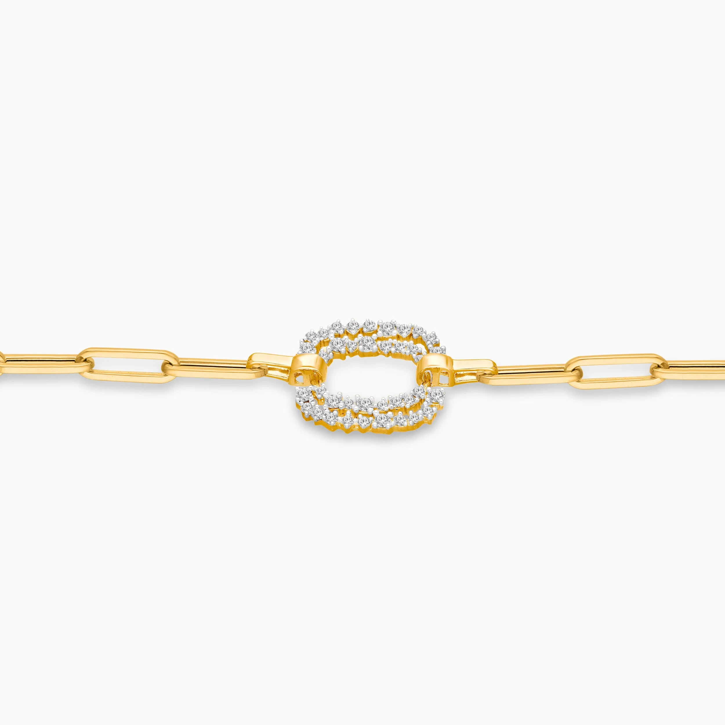 White Diamond Open Link Chain Bracelet - Image 3