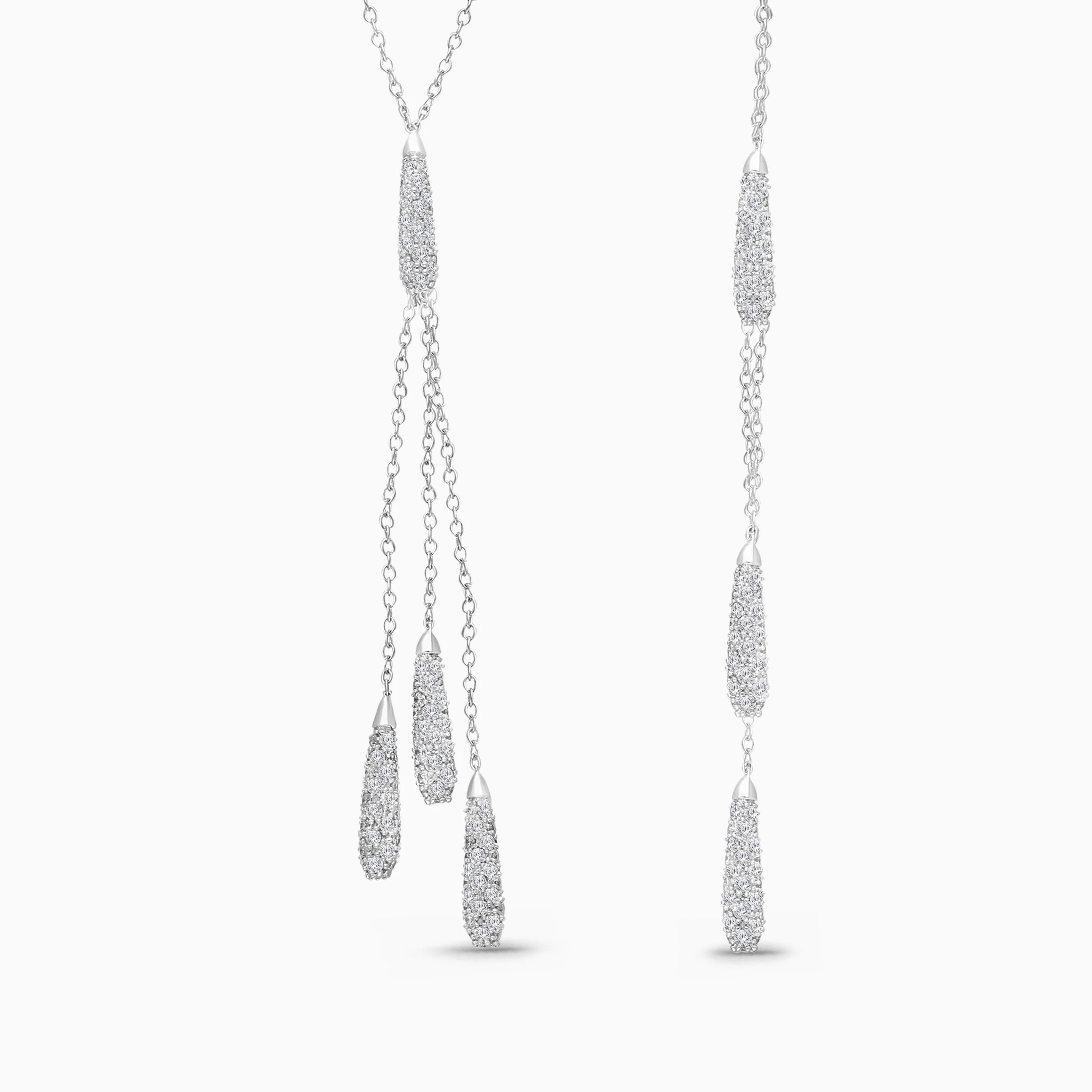 White Diamond Trio Dangle Lariat - Image 3