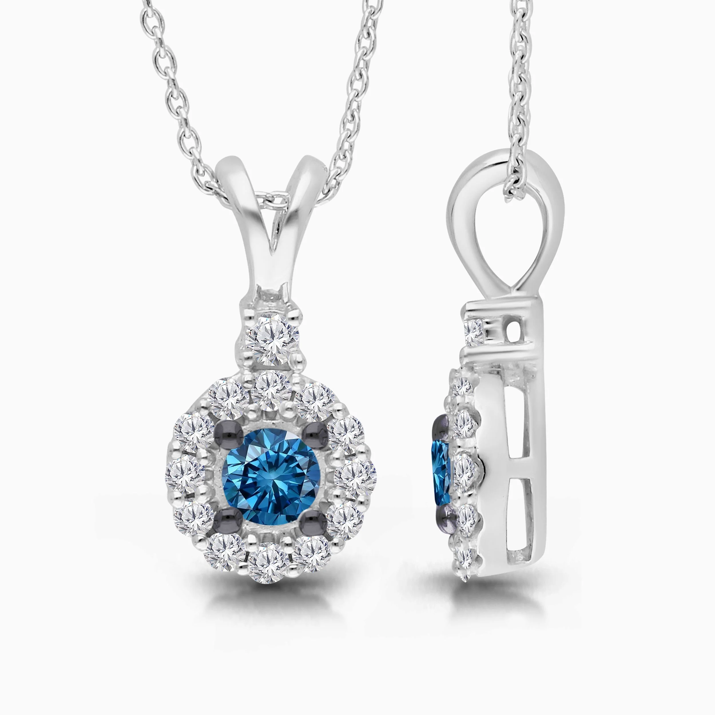 White Gold Blue & White Diamond Eternal Pendant - Image 3