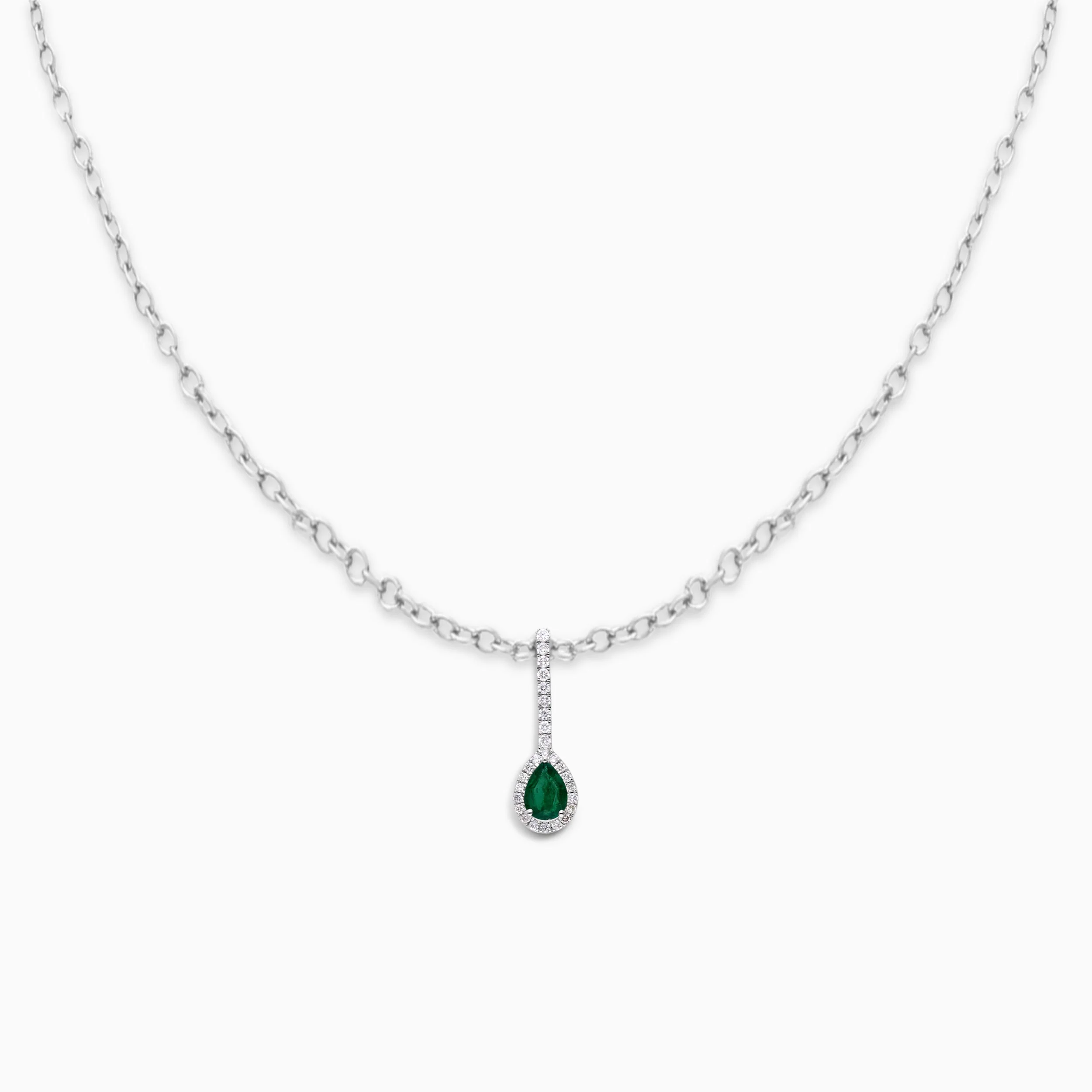 White Gold Diamond Emerald Pendant - Image 4