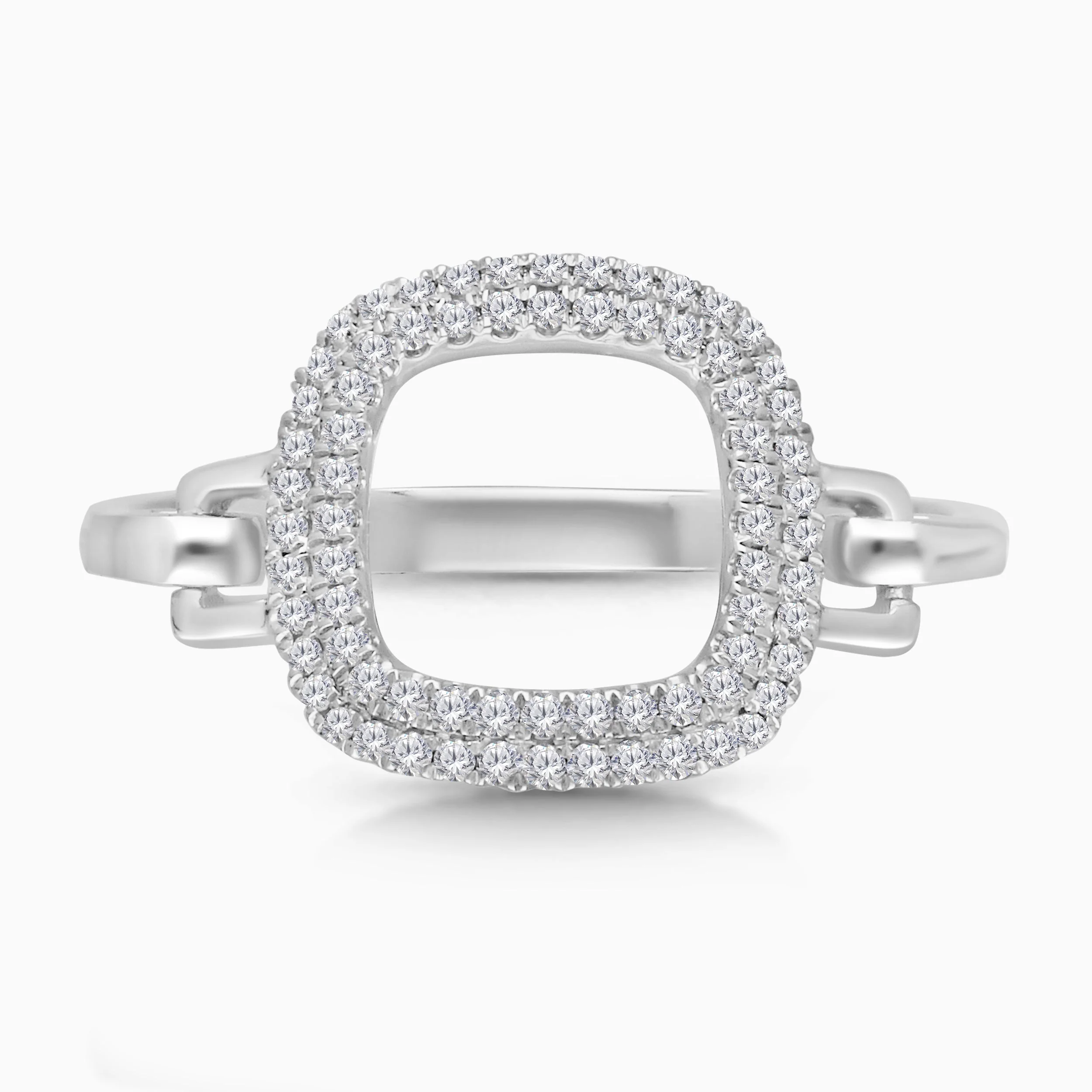 White Gold Diamond Open Link Chain Ring - Image 3