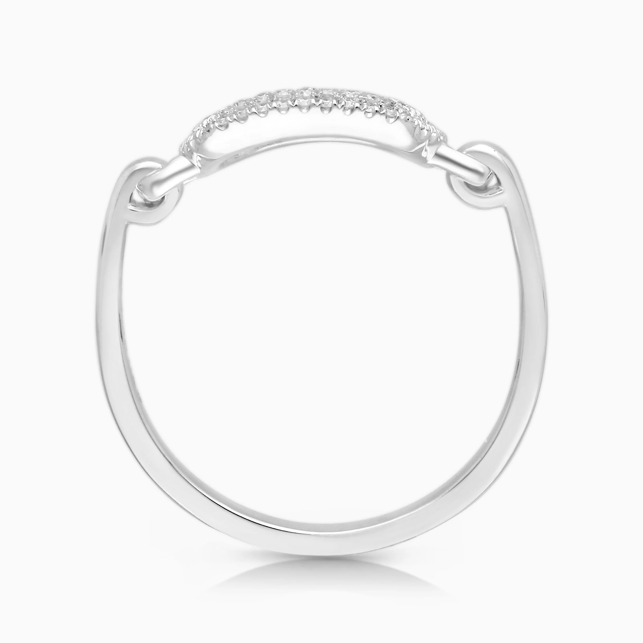 White Gold Diamond Open Link Chain Ring - Image 4