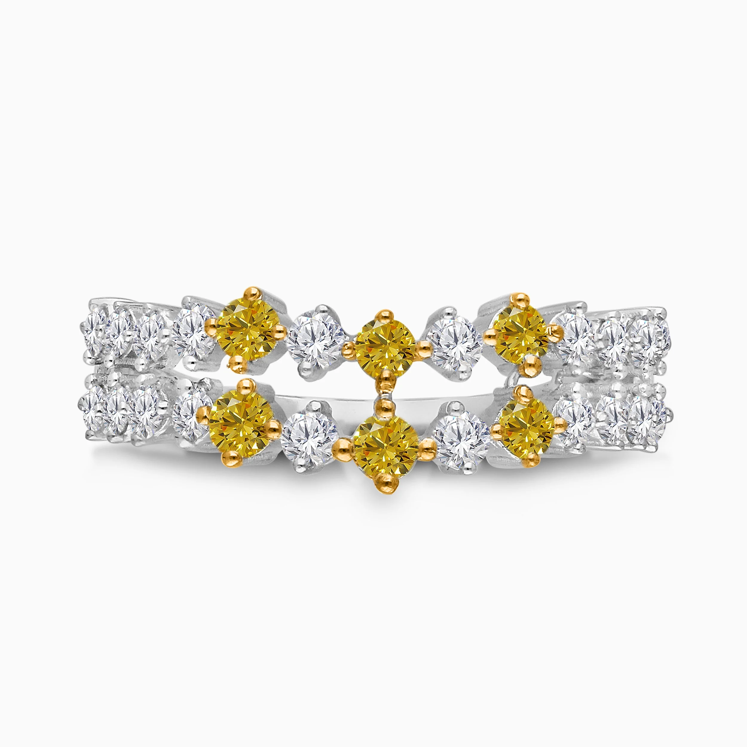 Yellow and White Diamond Split Eternity Band - Image 3