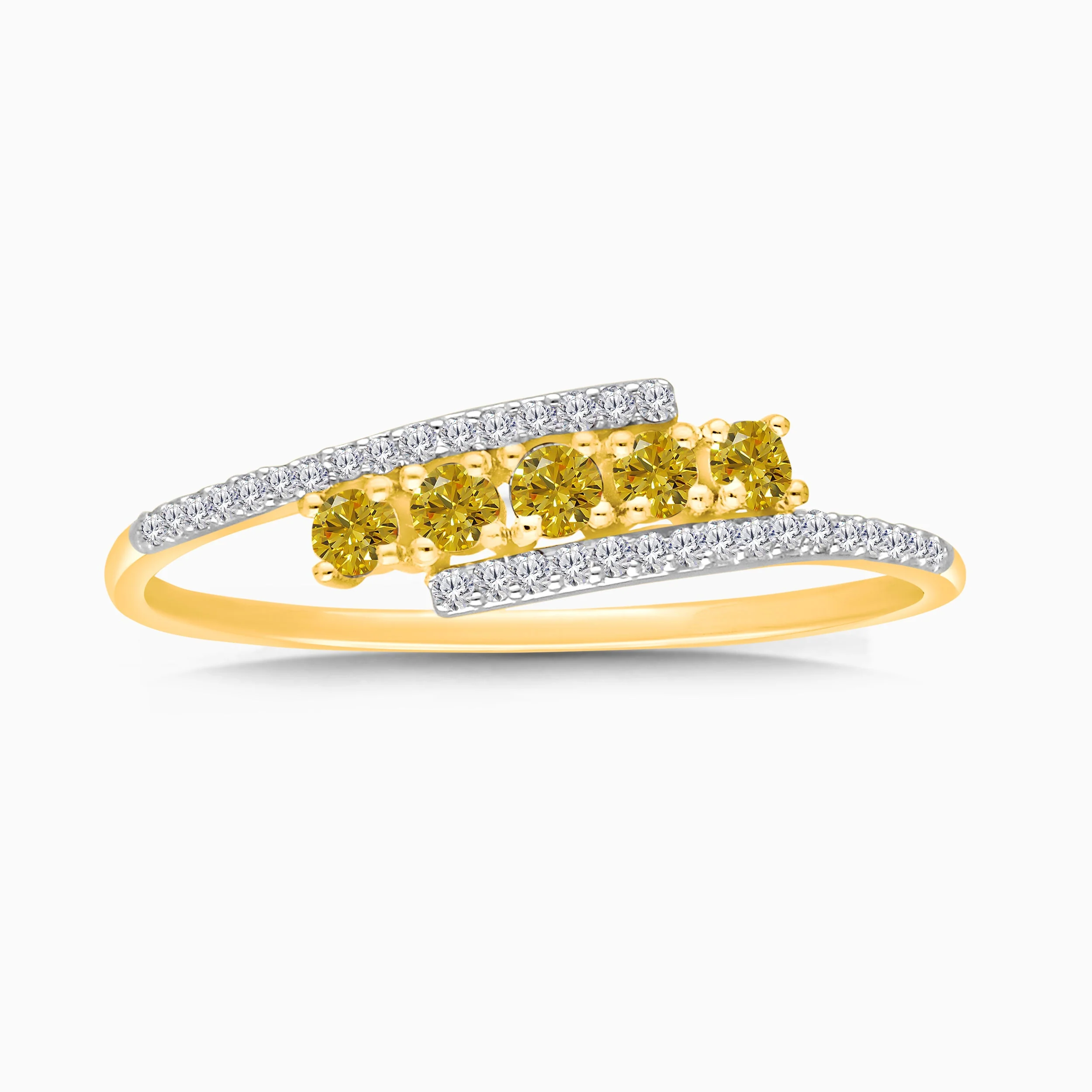 Yellow & White Diamond Twist Ring - Image 3